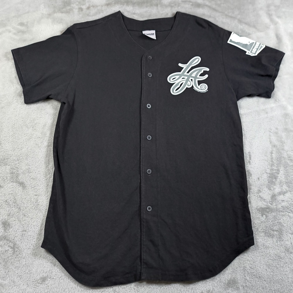 Streetwise LA Baseball Jersey‎ Mens Medium Black Cotton Button Up 03 Los Angeles